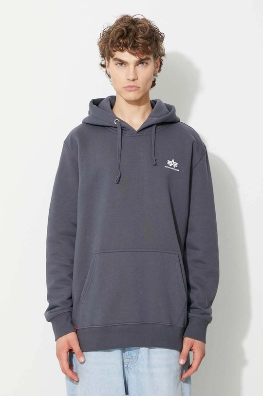 gray Alpha Industries sweatshirt Basic Hoody Small Logo Men’s