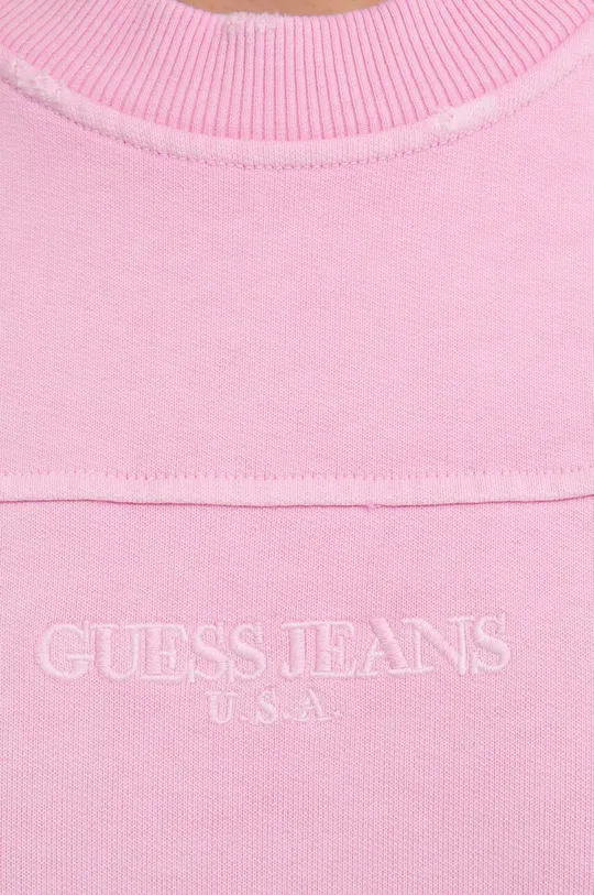 Βαμβακερή μπλούζα Guess Guess Classic Logo Crewneck M2BQ01KBB40 ροζ