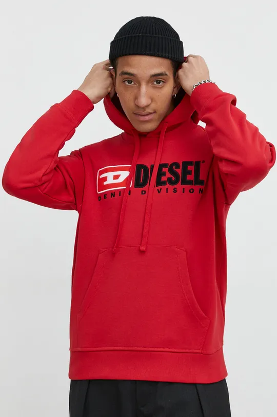 czerwony Diesel bluza bawełniana S-GINN-HOOD-DIV Męski