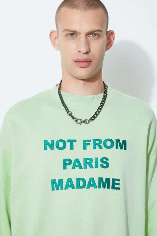 Bavlnená mikina Drôle de Monsieur Le Sweat Slogan SW102 LIGHT GREEN Unisex