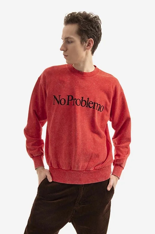 red Aries cotton sweatshirt Unisex