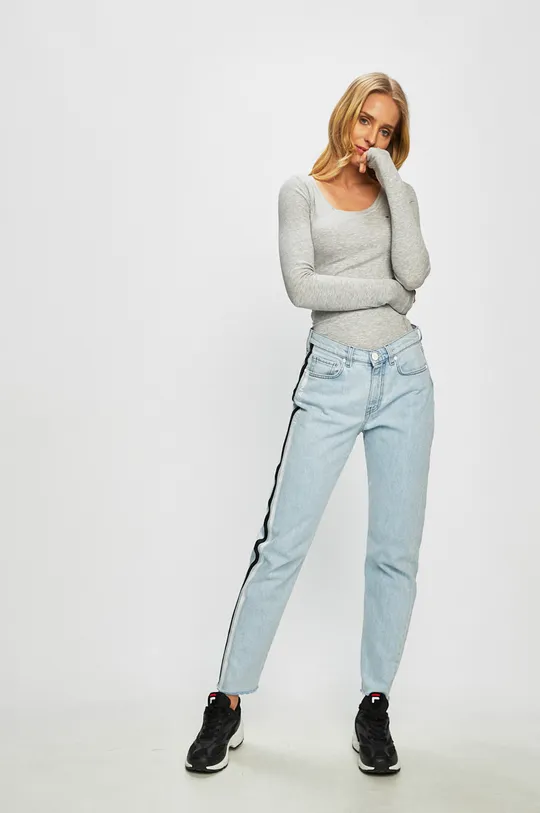 Tommy Jeans - Tričko s dlhým rukávom sivá