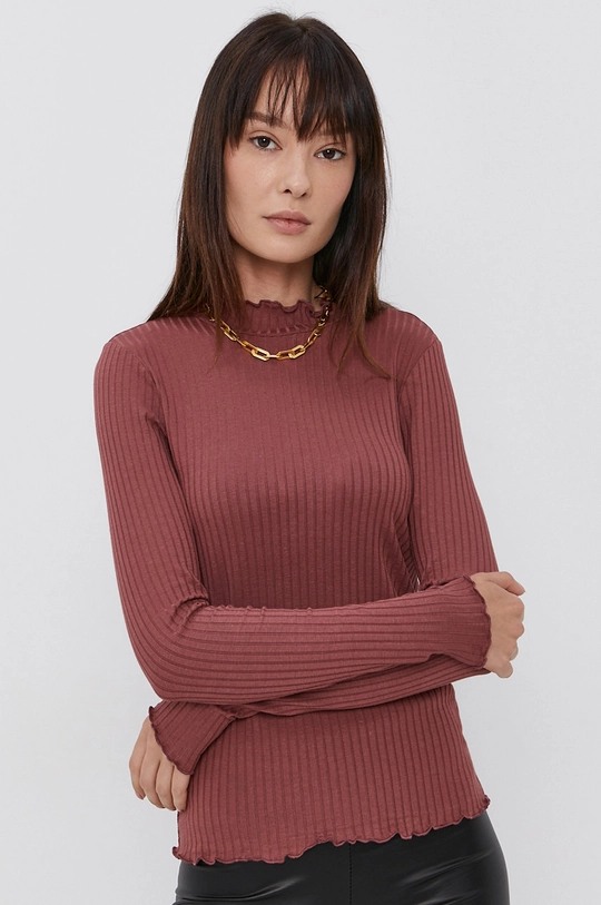 bordowy Jacqueline de Yong Longsleeve Damski