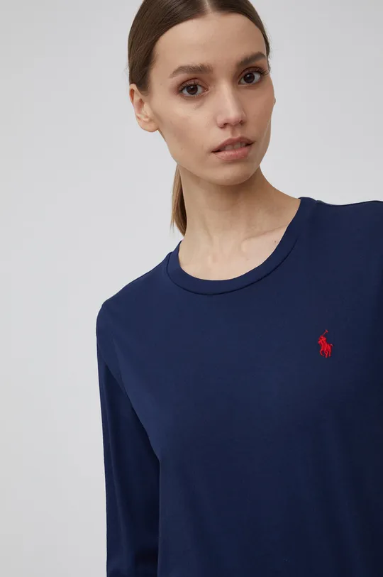 σκούρο μπλε Βαμβακερή μπλούζα με μακριά μανίκια Polo Ralph Lauren Γυναικεία