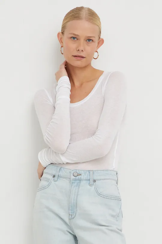 λευκό Βαμβακερή μπλούζα με μακριά μανίκια American Vintage Γυναικεία