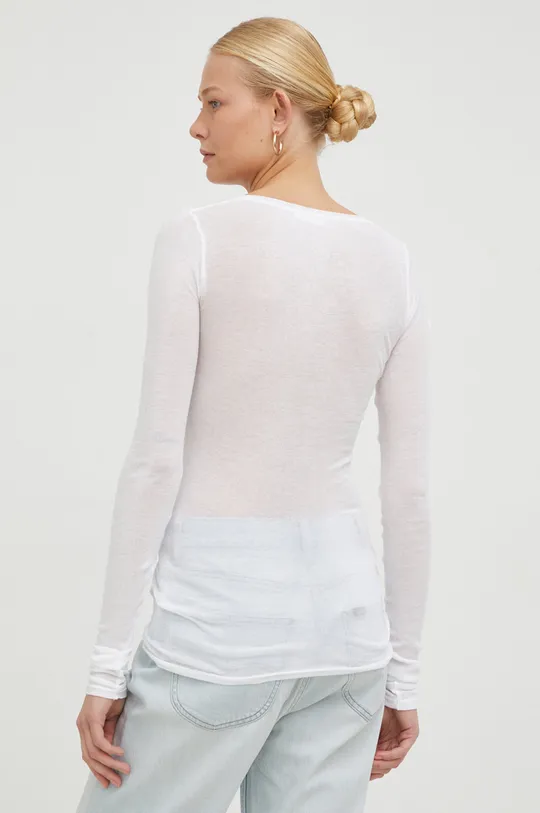 Βαμβακερή μπλούζα με μακριά μανίκια American VintageT-SHIRT ML COL ROND λευκό