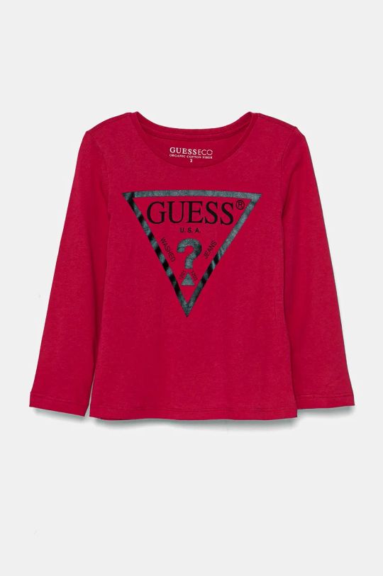 Guess longsleeve bawełniany dziecięcy nadruk różowy K84I18.K8HM0.9BYH