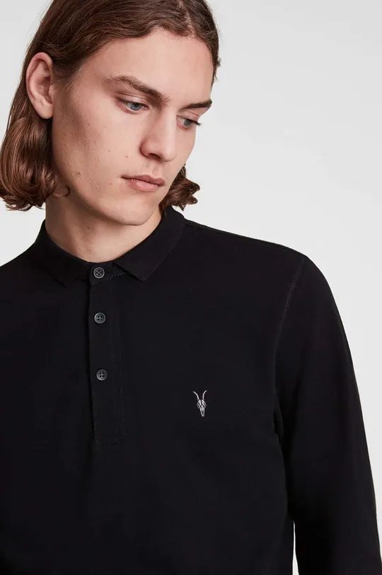 AllSaints - Tričko s dlhým rukávom Reform Polo čierna