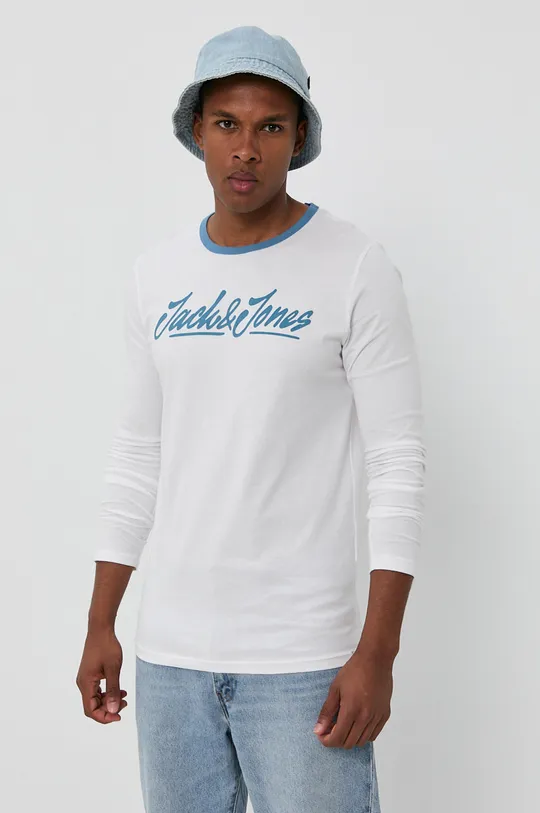 Jack & Jones Longsleeve bawełniany biały