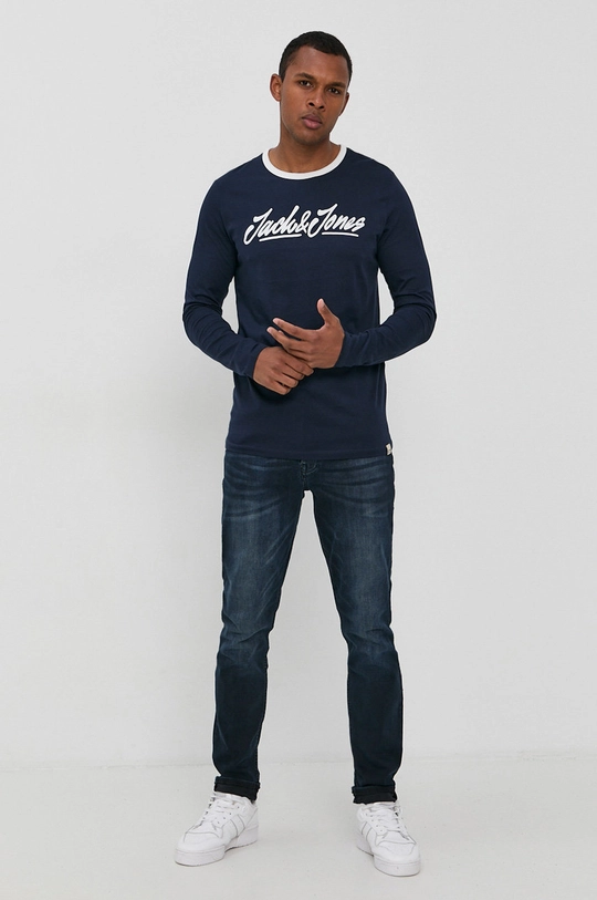 Jack & Jones Longsleeve bawełniany granatowy