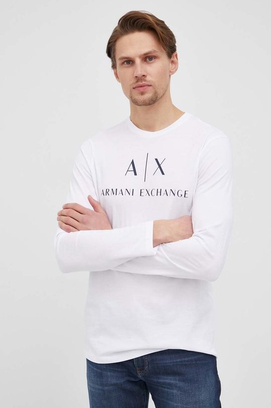 Tričko s dlhým rukávom Armani Exchange biela