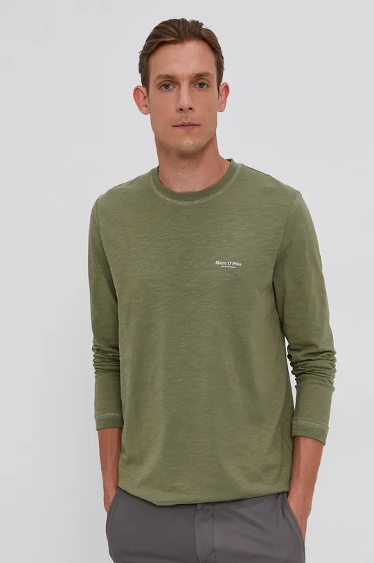 zelená Bavlnené tričko s dlhým rukávom Marc O'Polo Pánsky