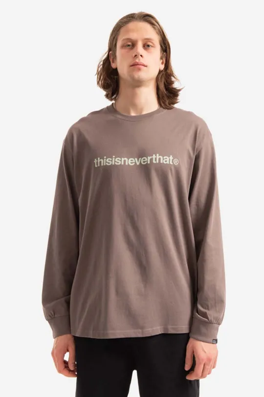 brown thisisneverthat cotton longsleeve top T-Logo L/S Tee Men’s