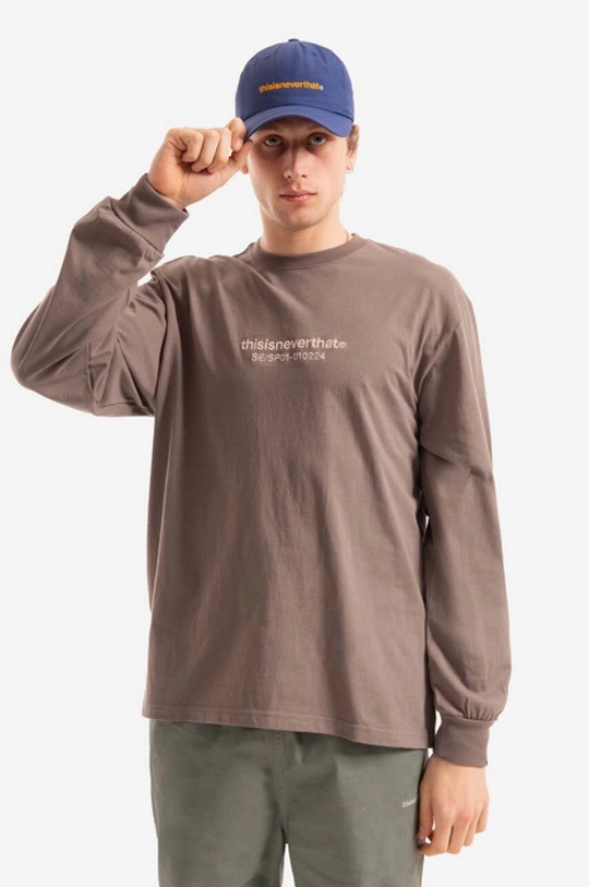 brown thisisneverthat cotton longsleeve top SE-SP L/S Tee Men’s