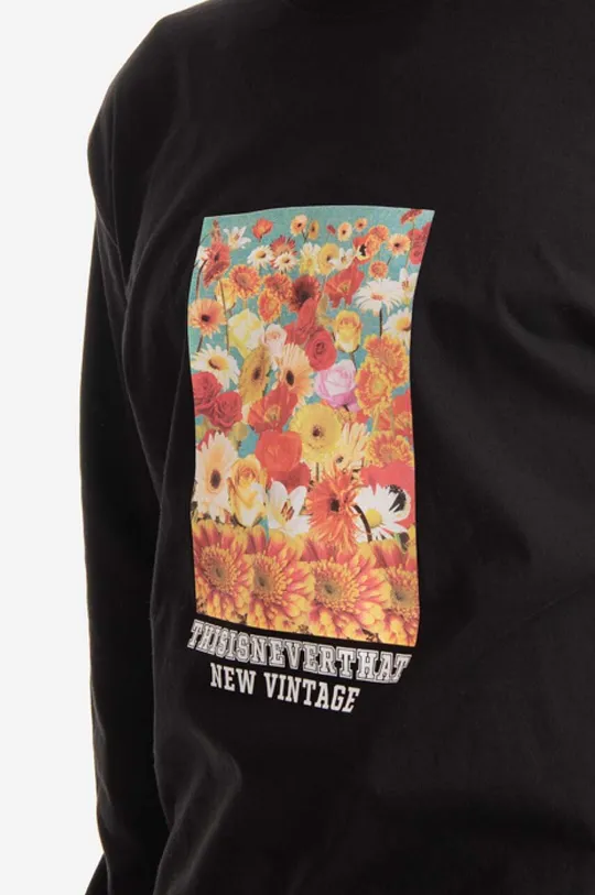 negru thisisneverthat longsleeve din bumbac Flower Collage L/S Tee