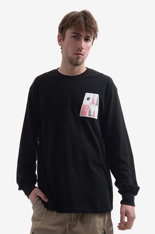 nero thisisneverthat top a maniche lunghe in cotone Stacked Cards L/S Tee Uomo