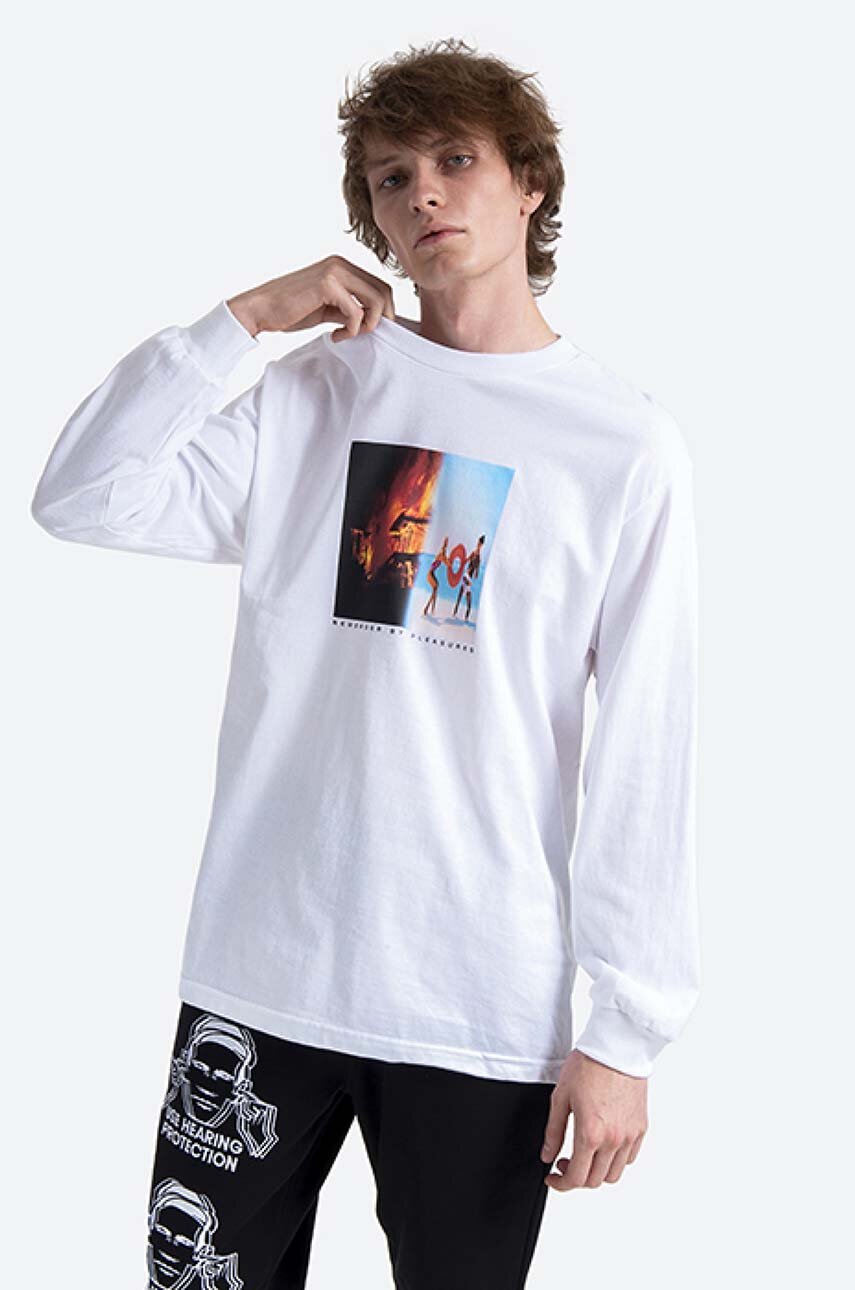 biały PLEASURES longsleeve bawełniany Republic Lon Męski