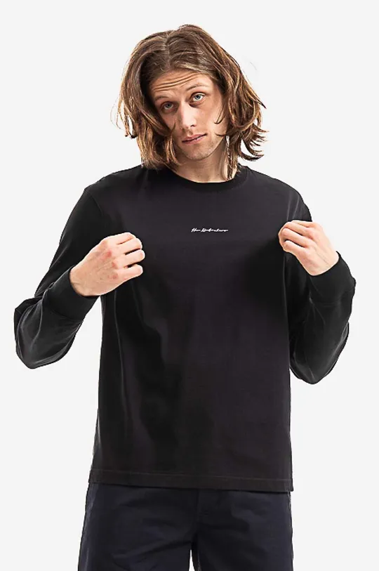 černá Bavlněné tričko s dlouhým rukávem Han Kjøbenhavn Casual Tee Long Sleeve M-132072-001 Pánský