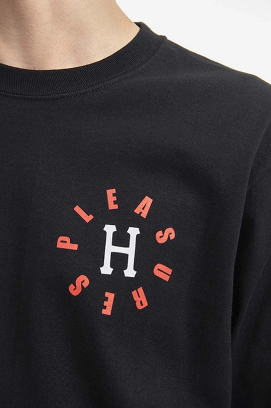 čierna Bavlnené tričko s dlhým rukávom HUF 12 Galaxies Longsleeve