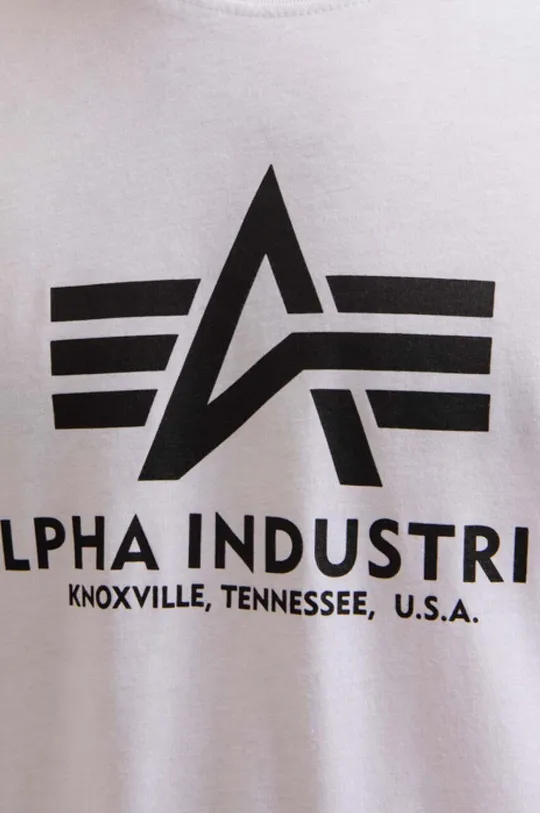 бял Памучна блуза с дълги ръкави Alpha Industries Basic