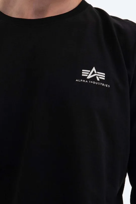 czarny Alpha Industries longsleeve bawełniany Basic LS Small Logo