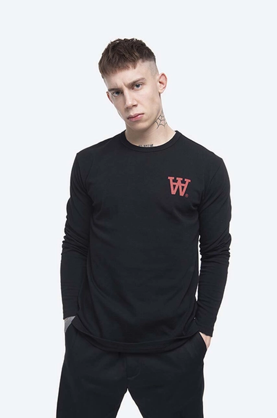 negru Wood Wood longsleeve din bumbac Mel De bărbați