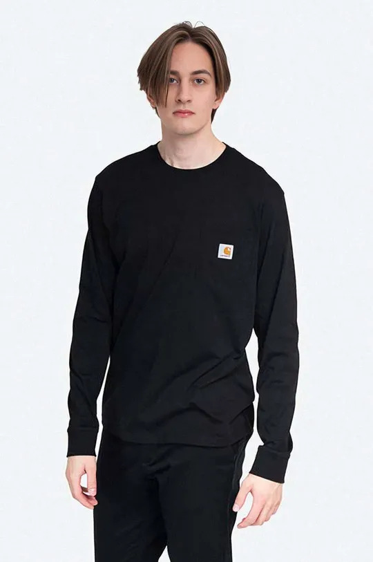 negru Carhartt WIP longsleeve din bumbac De bărbați