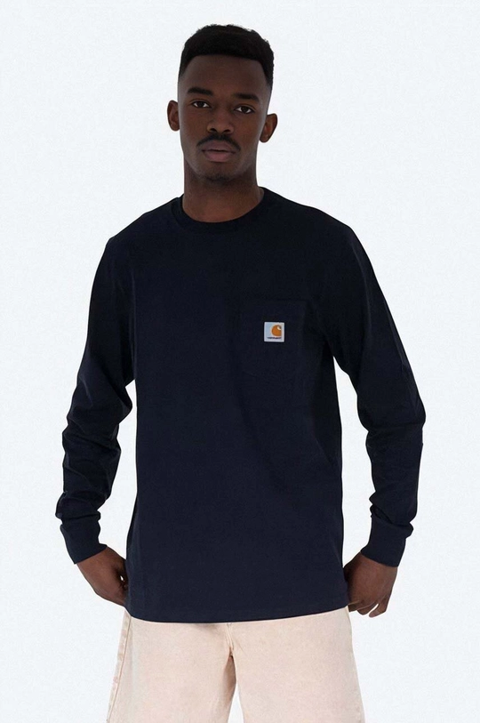 bleumarin Carhartt WIP longsleeve din bumbac De bărbați