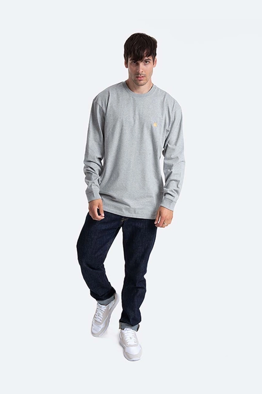 Carhartt WIP longsleeve din bumbac Chase gri