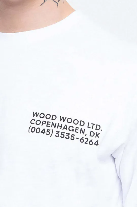 λευκό Βαμβακερή μπλούζα με μακριά μανίκια Wood Wood Peter