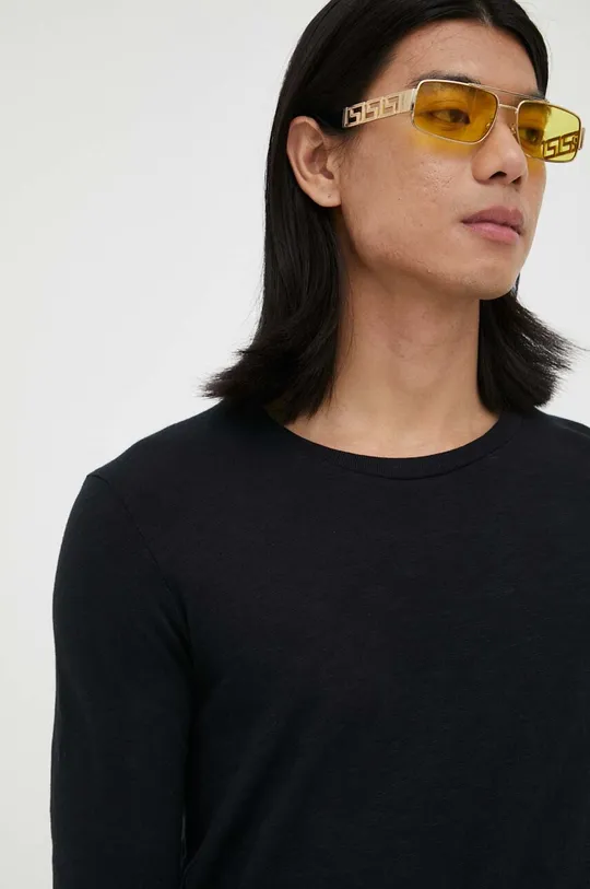 čierna Bavlnené tričko s dlhým rukávom American Vintage T-SHIRT ML COL ROND
