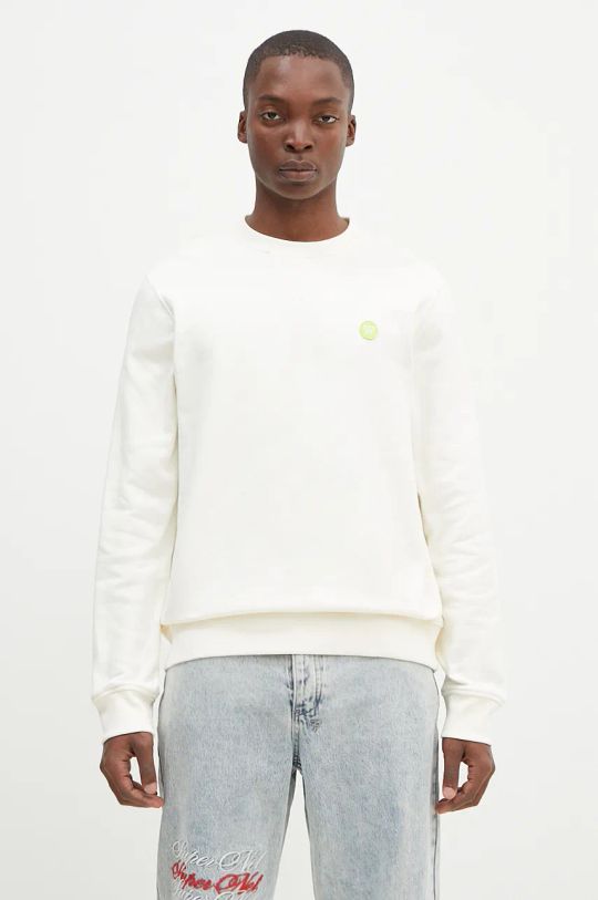 Bavlnená mikina Wood Tye Sweatshirt 10255604-2424 OFF WHITE melanž béžová 10255604.2424