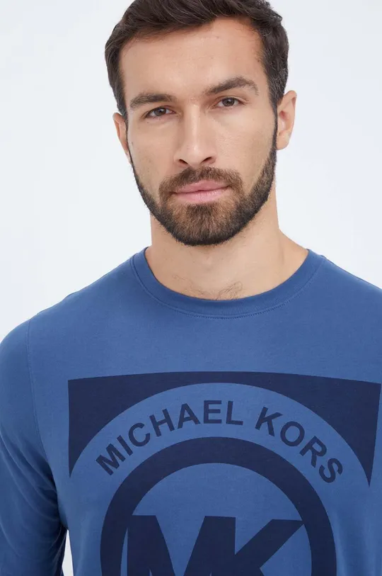 modrá Bavlnené tričko s dlhým rukávom Michael Kors