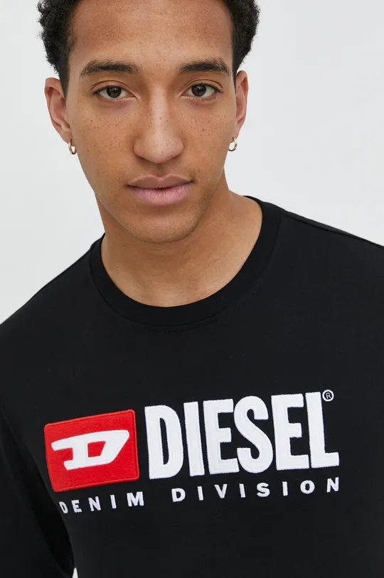μαύρο Βαμβακερή μπλούζα με μακριά μανίκια Diesel