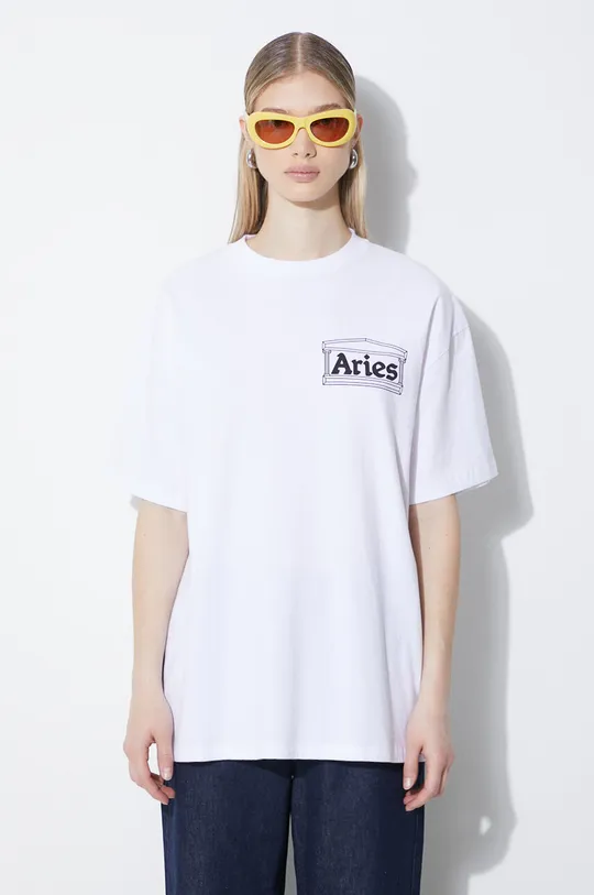 bijela Pamučna majica dugih rukava Aries Temple LS Tee Unisex