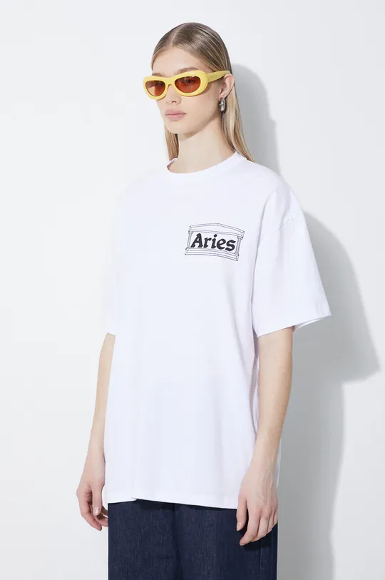 biela Bavlnené tričko s dlhým rukávom Aries Temple LS Tee