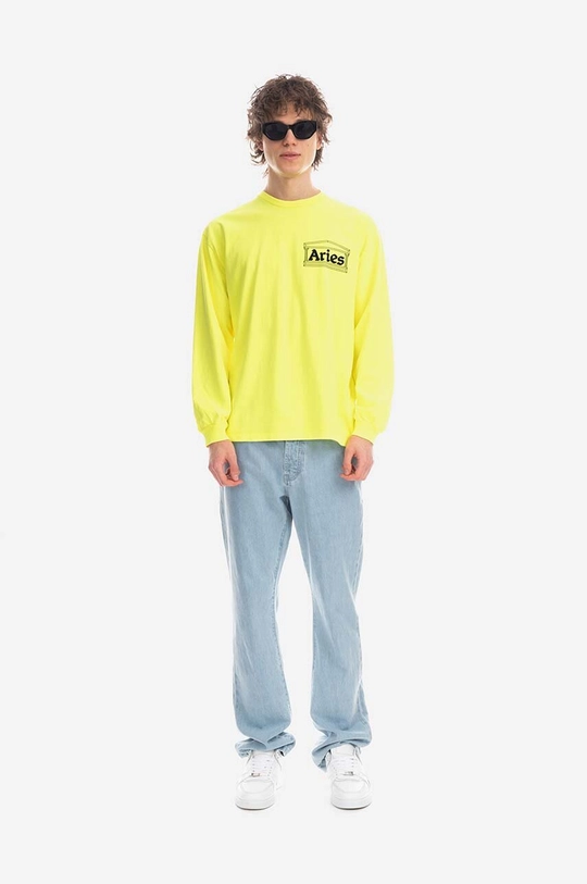 Aries cotton longsleeve top Temple LS Tee yellow