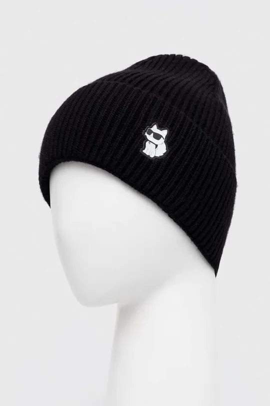 Καπέλο από κασμίρ Karl Lagerfeld μαύρο