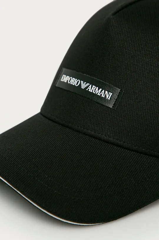 Βαμβακερό καπέλο του μπέιζμπολ Emporio Armani μαύρο
