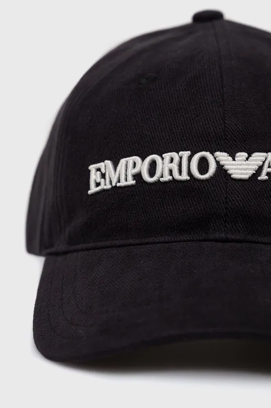 Бавовняна кепка Emporio Armani темно-синій