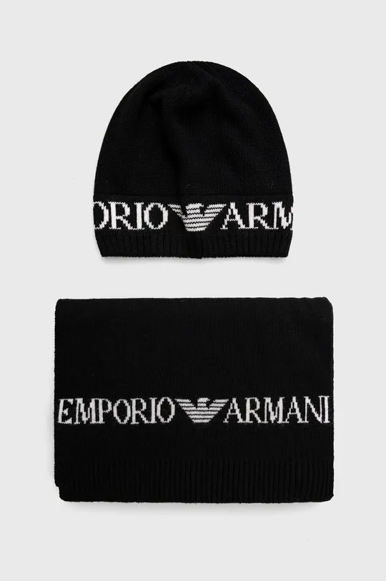чёрный Шапка и шарф с примесью шерсти Emporio Armani Мужской