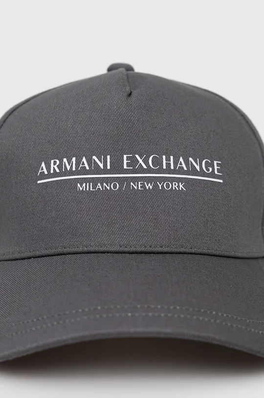 Bombažna kapa Armani Exchange siva