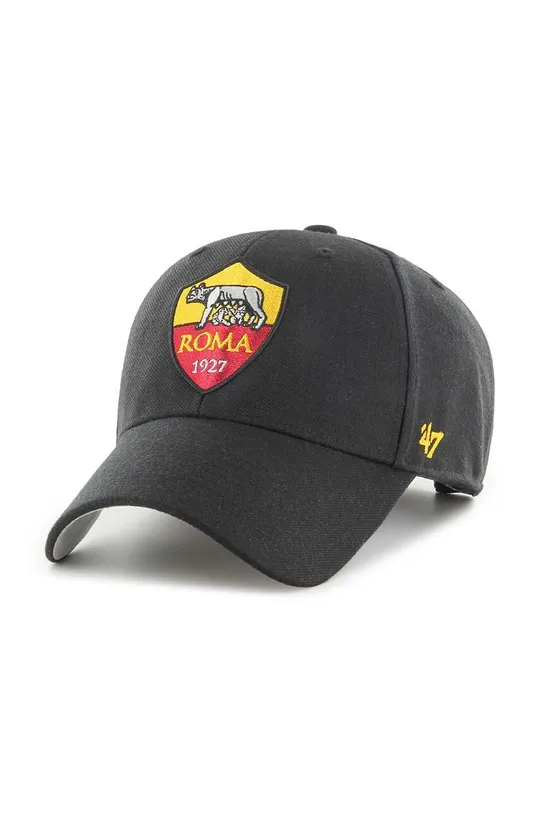μαύρο Βαμβακερό καπέλο του μπέιζμπολ 47brand AS Roma Ανδρικά