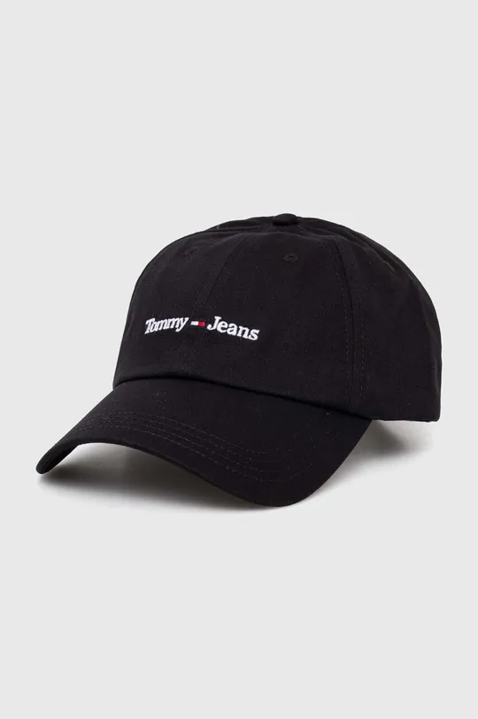 μαύρο Βαμβακερό καπέλο του μπέιζμπολ Tommy Jeans Ανδρικά