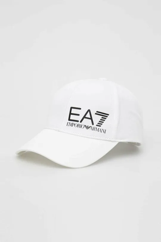 bijela Pamučna kapa sa šiltom EA7 Emporio Armani Unisex