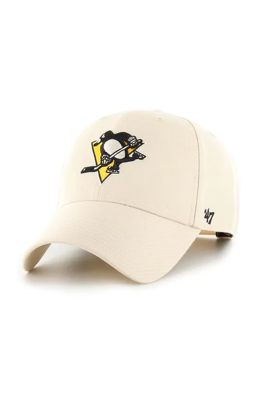 beżowy 47 brand czapka z daszkiem z domieszką wełny NHL Pittsburgh Penguins Unisex