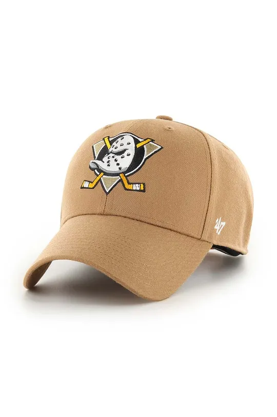beżowy 47brand czapka z daszkiem z domieszką wełny NHL Anaheim Ducks Unisex