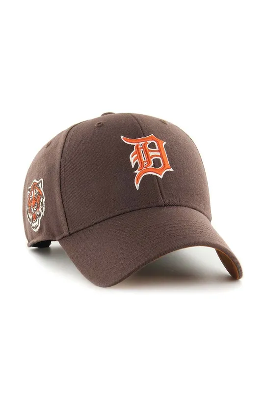 Бавовняна бейсболка 47brand MLB Detroit Tigers коричневий