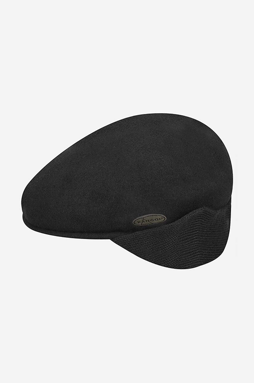 czarny Kangol kaszkiet wełniany Earlap Unisex