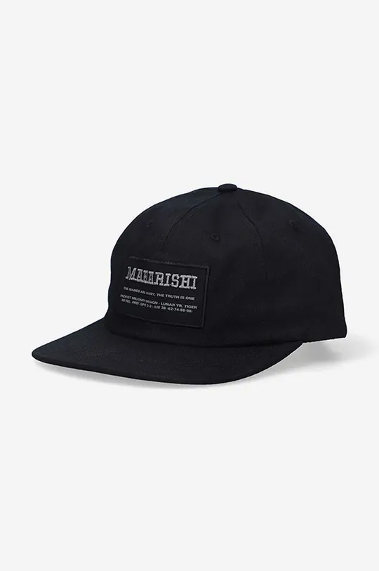 czarny Maharishi czapka z daszkiem bawełniana Miltype 6-Panel Cap Unisex